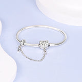 925 Silver Pink Heart Lock Bracelet Safety Chain DIY Charms Beads Jewelry