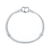 Silver Love Snake Chain Bracelet for Beads Charm DIY Bangle Jewelry