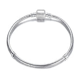 Silver Love Snake Chain Bracelet for Beads Charm DIY Bangle Jewelry