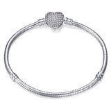 Silver Love Snake Chain Bracelet for Beads Charm DIY Bangle Jewelry