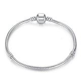 Silver Love Snake Chain Bracelet for Beads Charm DIY Bangle Jewelry