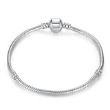 Silver Love Snake Chain Bracelet for Beads Charm DIY Bangle Jewelry