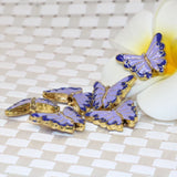 Gold Light Purple Butterfly Cloisonne Pendant Spacers Beads for Jewelry Making