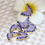 Gold Light Purple Butterfly Cloisonne Pendant Spacers Beads for Jewelry Making