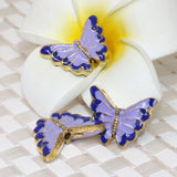 Gold Light Purple Butterfly Cloisonne Pendant Spacers Beads for Jewelry Making