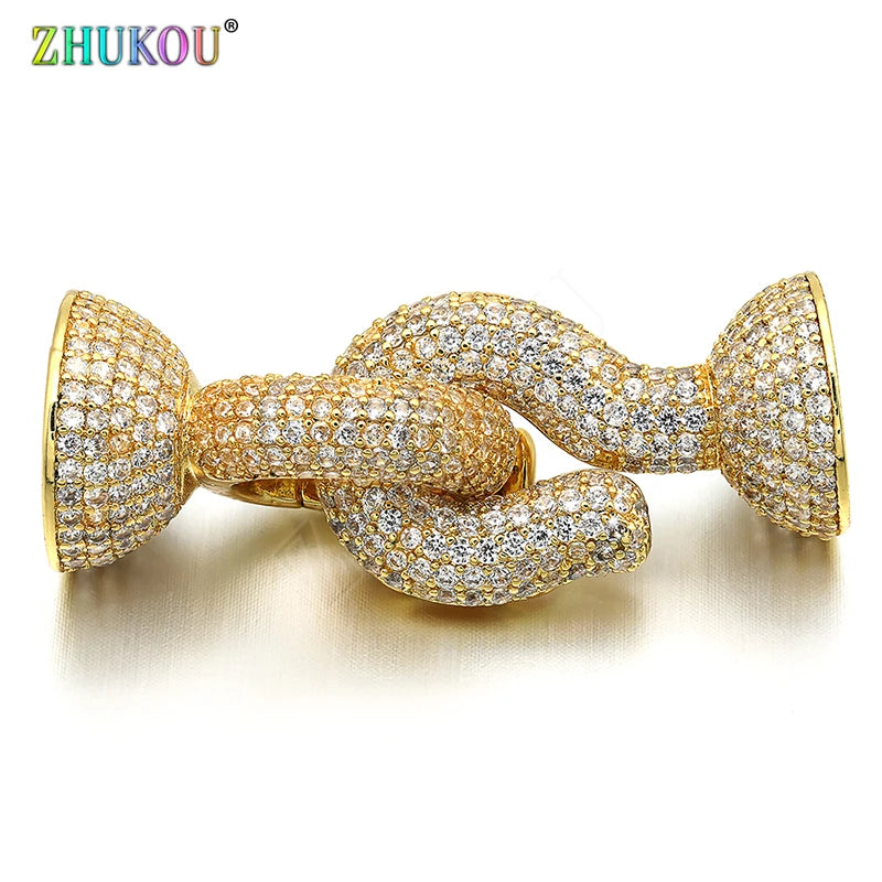 Mixed Color Brass CZ Clasps Hooks for DIY Jewelry