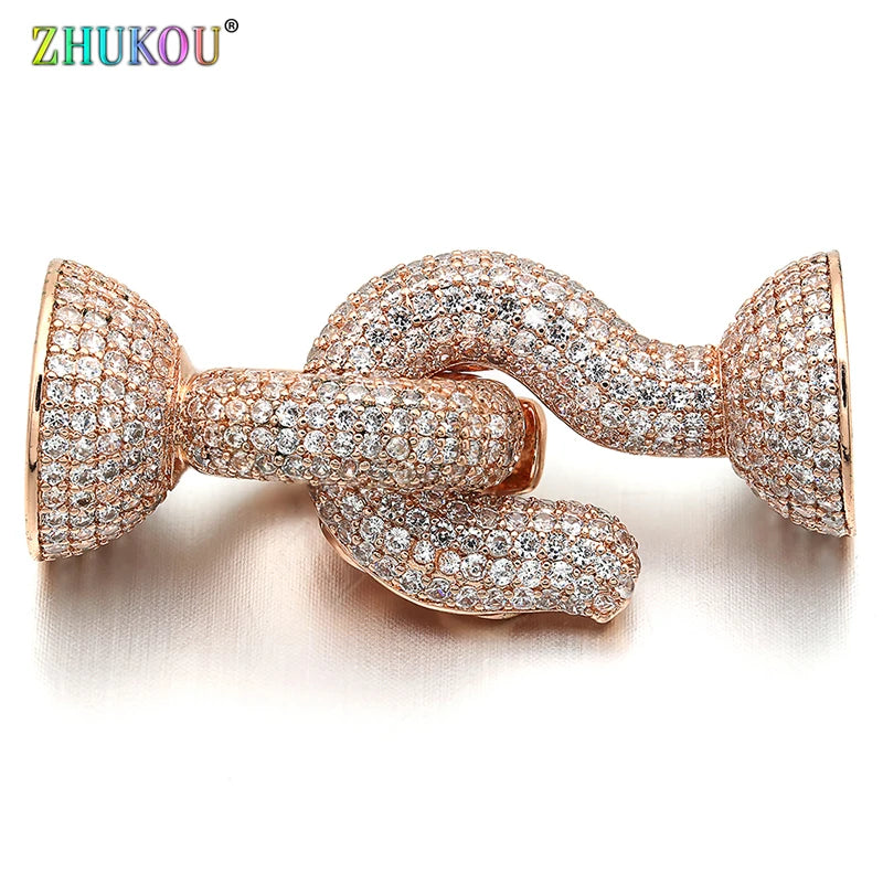 Mixed Color Brass CZ Clasps Hooks for DIY Jewelry