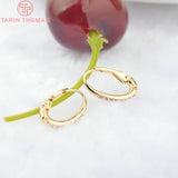 4PCS 15MM 24K Brass Zircon Oval Circle Earrings Hooks DIY Jewelry Findings