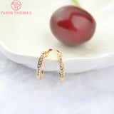 4PCS 15MM 24K Brass Zircon Oval Circle Earrings Hooks DIY Jewelry Findings