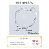 Silver Heart Layered Chain Bracelet for Women Girls