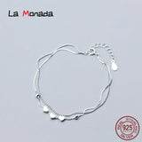 Silver Heart Layered Chain Bracelet for Women Girls
