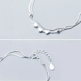 Silver Heart Layered Chain Bracelet for Women Girls