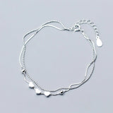 Silver Heart Layered Chain Bracelet for Women Girls