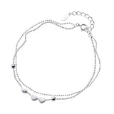 Silver Heart Layered Chain Bracelet for Women Girls