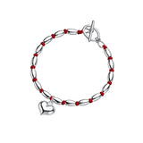 Bamboo Heart 925 Silver Women Bracelet Red Thread Line String Rope Bracelet