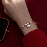 Bamboo Heart 925 Silver Bracelet Red Thread String Rope Bracelet