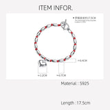 Bamboo Heart 925 Silver Women Bracelet Red Thread Line String Rope Bracelet