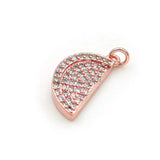 Micro Pave Clear CZ Semicircle Charm for Bracelets Necklaces