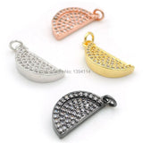 Micro Pave Clear CZ Semicircle Charm for Bracelets Necklaces