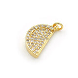 Micro Pave Clear CZ Semicircle Charm for Bracelets Necklaces