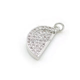 Micro Pave Clear CZ Semicircle Charm for Bracelets Necklaces