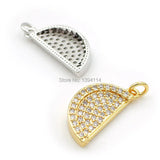 Micro Pave Clear CZ Semicircle Charm for Bracelets Necklaces