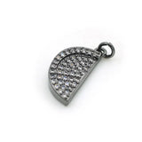 Micro Pave Clear CZ Semicircle Charm for Bracelets Necklaces
