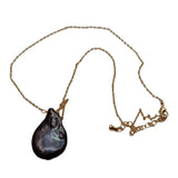 17'' Coin Keshi Pearl pendant Yellow Plated Chain necklace Women
