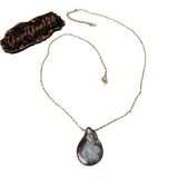 17'' Coin Keshi Pearl pendant Yellow Plated Chain necklace Women