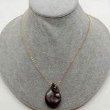 17'' Coin Keshi Pearl pendant Yellow Plated Chain necklace Women