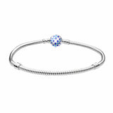 925 Silver Charm Bracelet Rose Golden Daisy Flower Snake Chain Sliding Bracelet