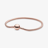 925 Silver Charm Bracelet Rose Golden Daisy Flower Snake Chain Sliding Bracelet