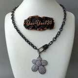 Gunmetal O-Chain Necklace with Flower Charm
