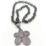 Gunmetal O-Chain Necklace with Flower Charm
