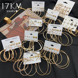 Geometric Metal Hoop Earrings Set Plated Silver Circle Dangle Earrings Jewelry