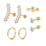 Stainless Steel Cartilage Tragus Ear Piercing 14G Crystal Hoop Earrings