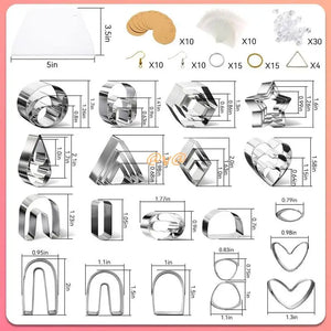 17 Shapes Clay Cutters + Earring Hooks for Earring Jewelry Making