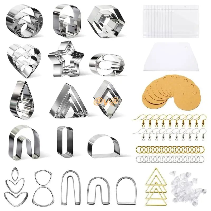 17 Shapes Clay Cutters + Earring Hooks for Earring Jewelry Making