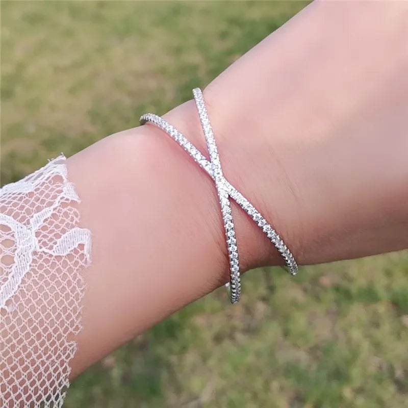 18K Filled Bangle Pave Diamond Bracelet for Women