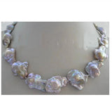 Baroque Purple Reborn Keshi Flower Pearl Necklace 23-26mm