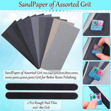 170Pcs Resin Tool Starter Kit with Silicone Sheet, Drill, Sandpapers, Scale
