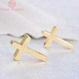 8MM 24K Champagne Plated Brass Small Cross Charms Pendants
