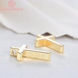 8MM 24K Champagne Plated Brass Small Cross Charms Pendants