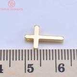 8MM 24K Champagne Plated Brass Small Cross Charms Pendants