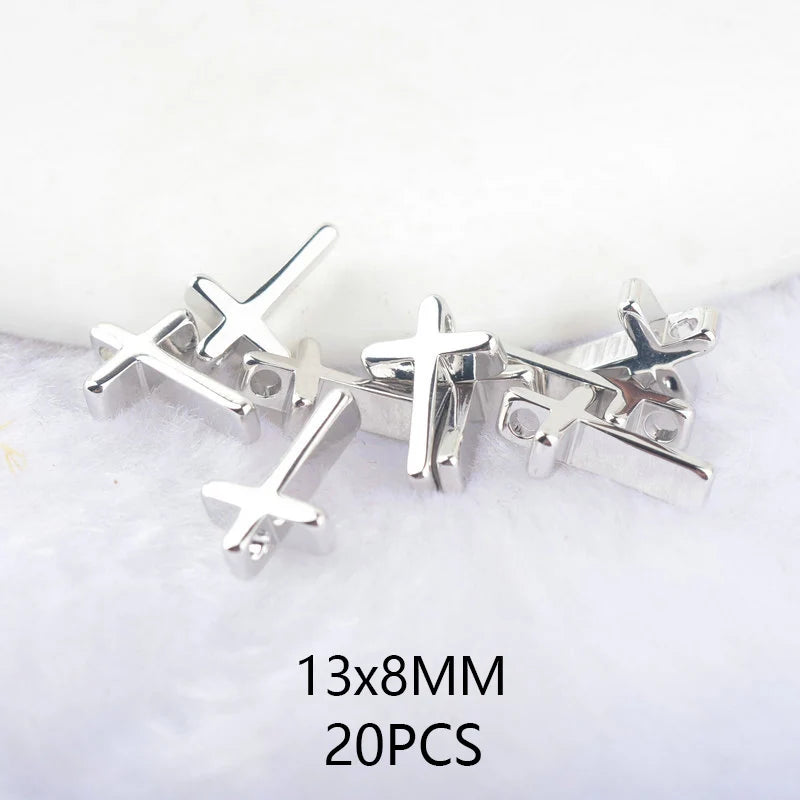 8MM 24K Champagne Plated Brass Small Cross Charms Pendants