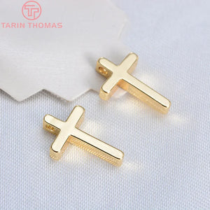 8MM 24K Champagne Plated Brass Small Cross Charms Pendants