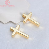 8MM 24K Champagne Plated Brass Small Cross Charms Pendants
