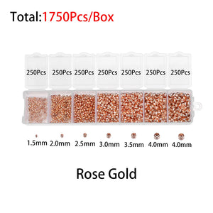 1750Pcs Jewelry Findings Set Crimp Stopper Spacer Beads DIY Bracelet Necklace