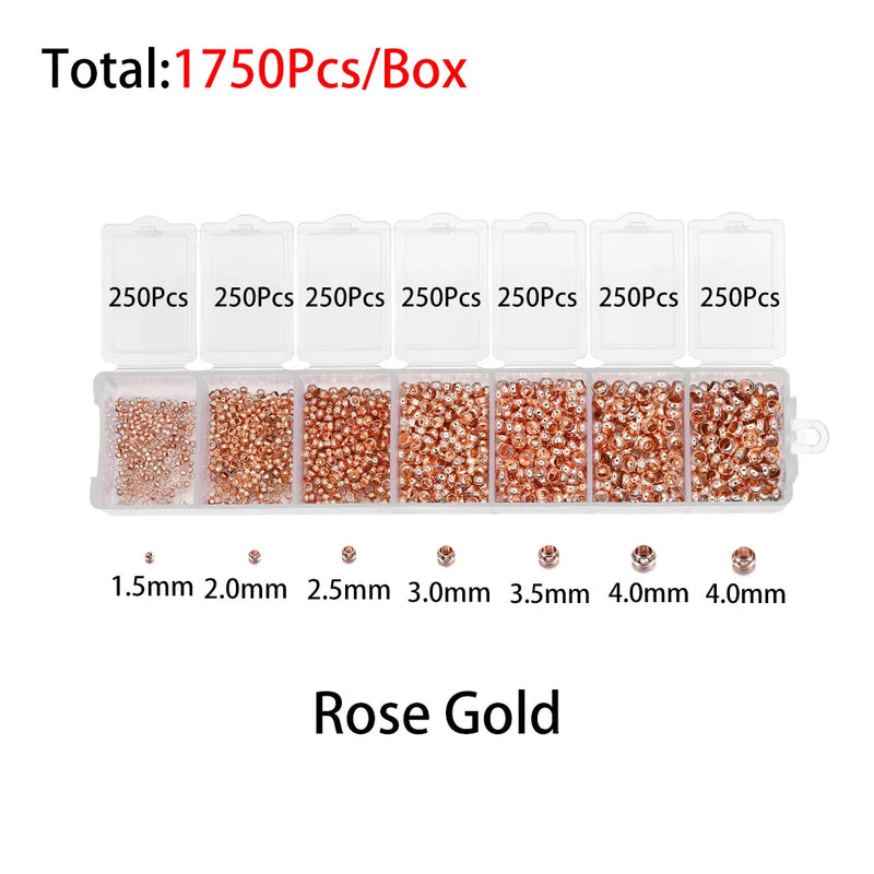 1750Pcs Jewelry Findings Set Crimp Stopper Spacer Beads DIY Bracelet Necklace