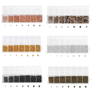 1750pcs Mixed Ball Crimp End Beads Earring Necklace Chain DIY Jewelry Making Kit